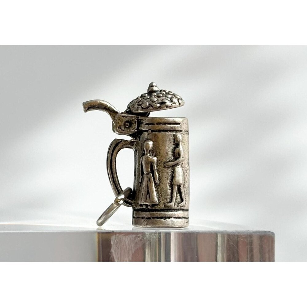 German Stein Mug Craft Beer Lidded Teeny Tiny Figural Vintage Pendant | Charm